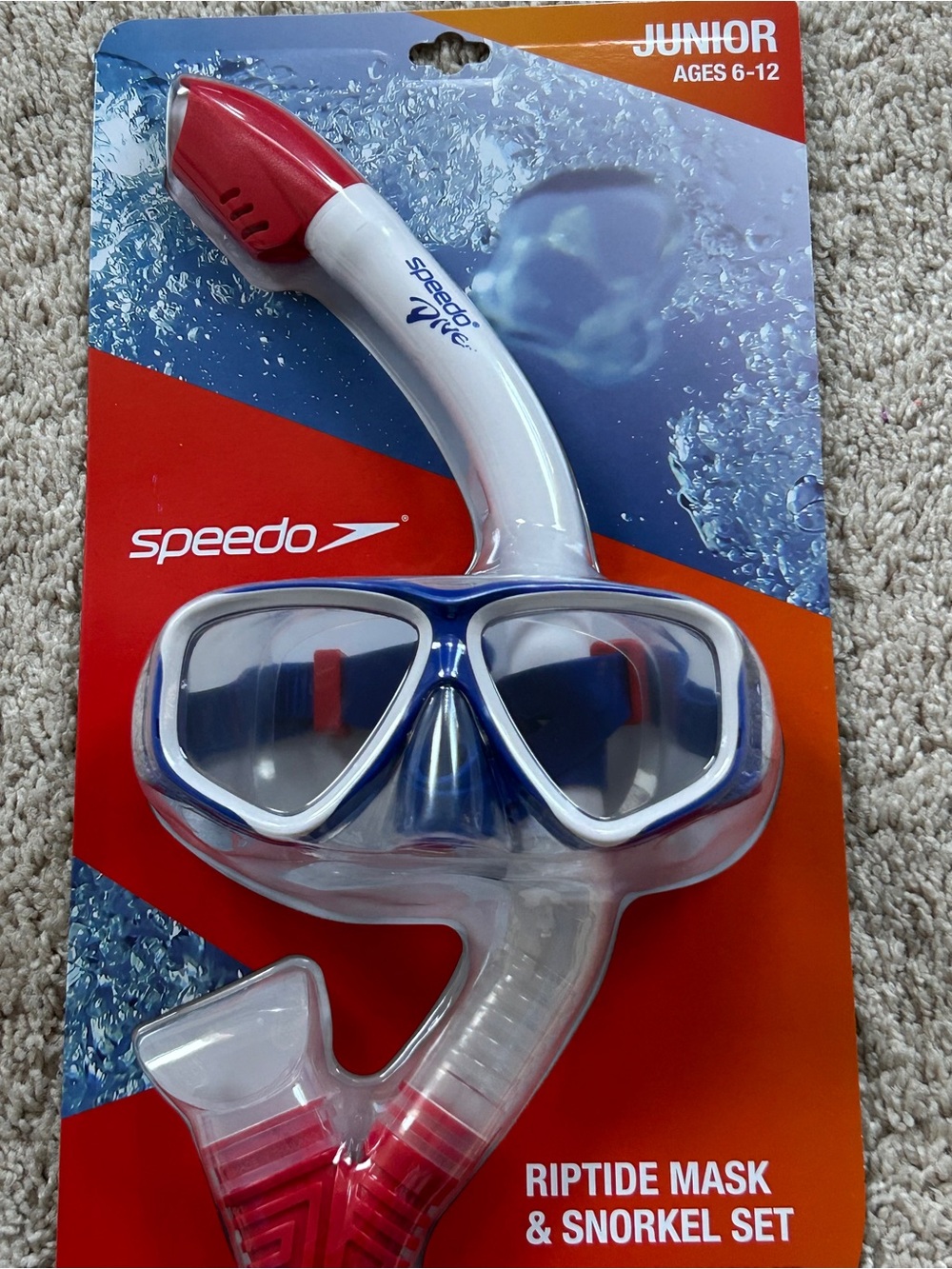 Speedo Kids Snorkel & Mask Set - Blue, White, Red